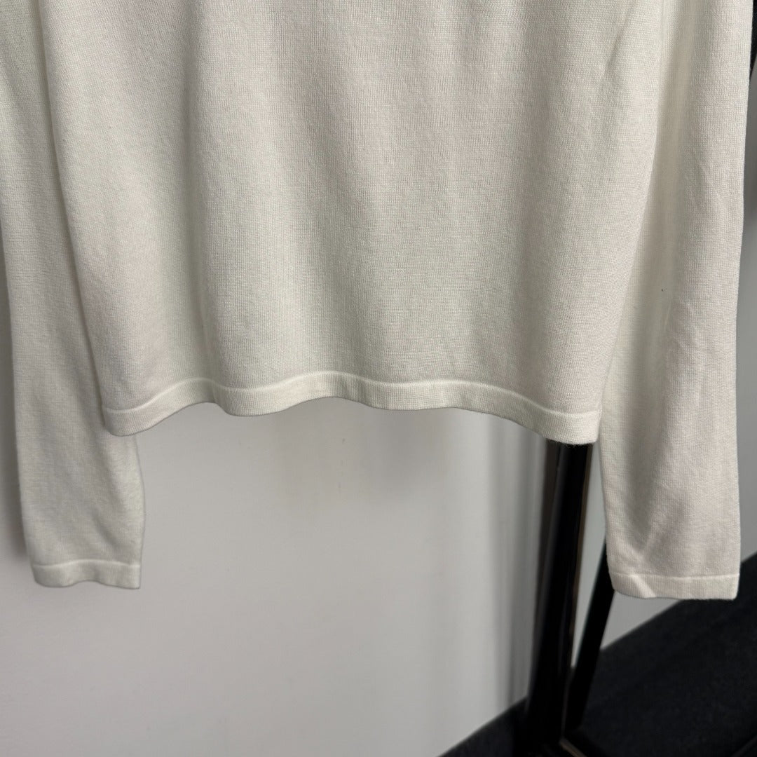 Chanel Long-Sleeved Knit T-Shirt with Embroidered Chanel Logo