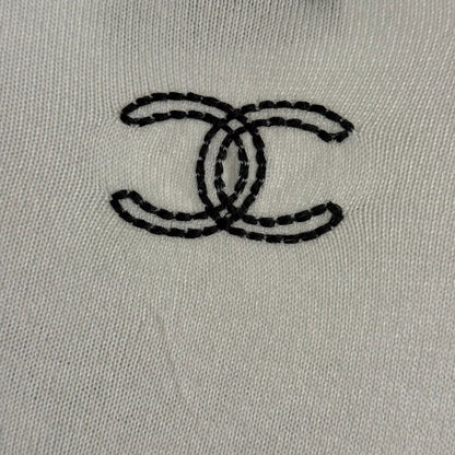 Chanel Long-Sleeved Knit T-Shirt with Embroidered Chanel Logo