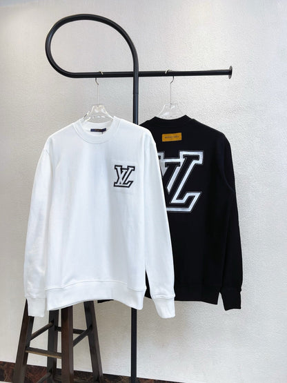 LV Crew Neck Sweatshirt with Embroidered Logo Lettering 493380