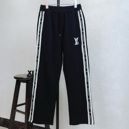 LV Straight Leg Pants with Small Logo Embroidery and Side Webbing 493365