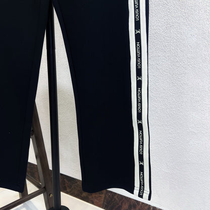 LV Straight Leg Pants with Small Logo Embroidery and Side Webbing 493365