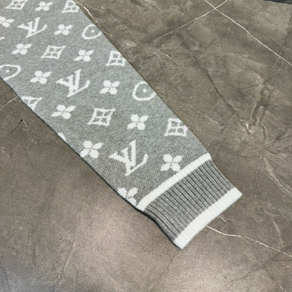LV All-over Monogram Stand Collar Wool Knit Sweater 493348