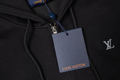 LV Alloy Logo Hooded Zip-Up Jacket 493326