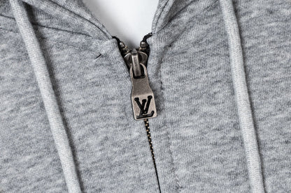 LV Alloy Logo Hooded Zip-Up Jacket 493325