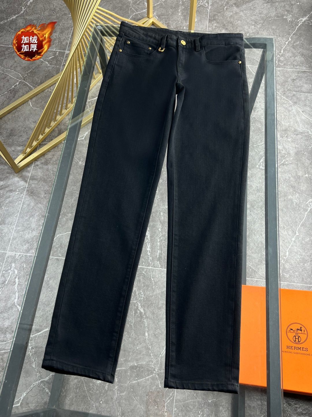 LV Fleece-lined and Thickened Jeans 492709