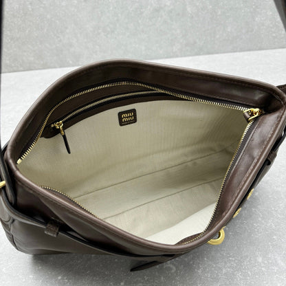 Miu Miu Aventure Shoulder Bag 40cm Brown in Sheepskin