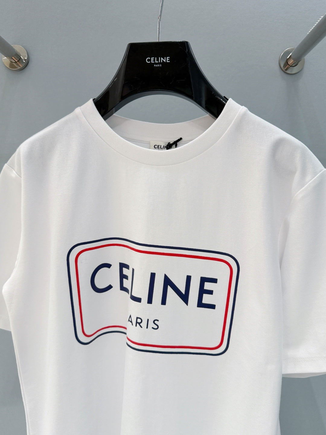 Celine 26SS Letter Print Short-Sleeve T-Shirt White in Cotton 940037