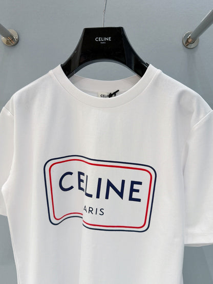 Celine 26SS Letter Print Short-Sleeve T-Shirt White in Cotton 940037