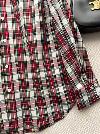 Celine 26SS  Plaid Shirt Red in Cotton 872705