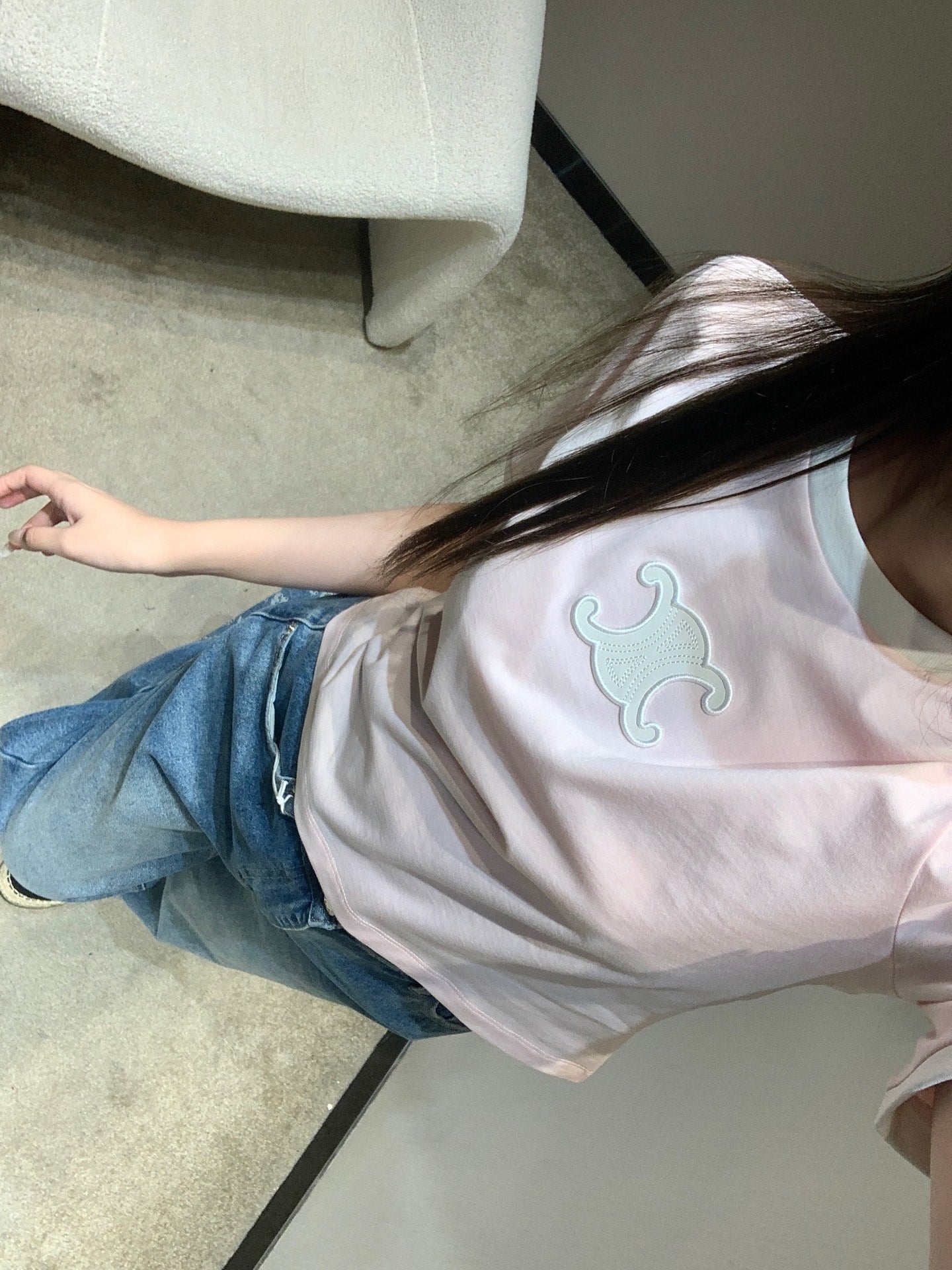Celine 26SS Neck Short Sleeve T-Shirt Pink in Cotton 813204