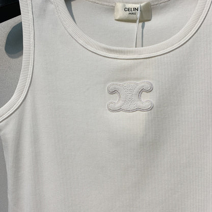 Celine 26SS Embroidered Vest White in Cotton 106791