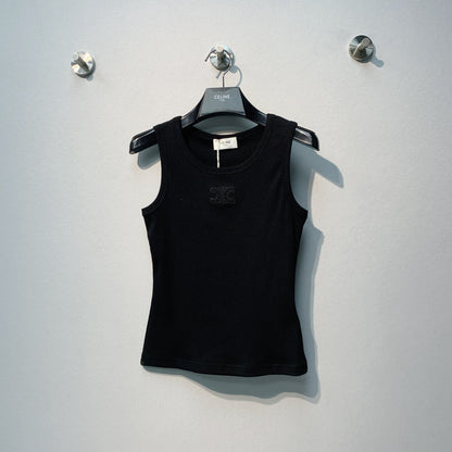Celine 26SS Embroidered Vest Black in Cotton 106790
