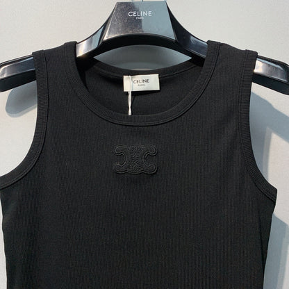 Celine 26SS Embroidered Vest Black in Cotton 106790