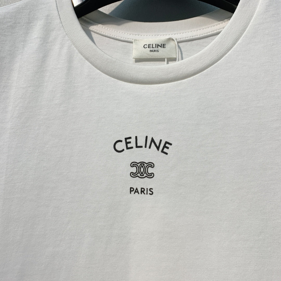 Celine 26SS  White Short-Sleeve T-Shirt in Cotton 101585