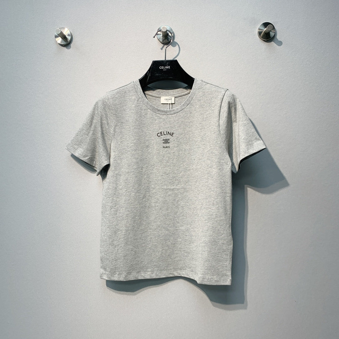 Celine 26SS  Gray Short-Sleeve T-Shirt in Cotton 101584