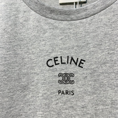 Celine 26SS  Gray Short-Sleeve T-Shirt in Cotton 101584