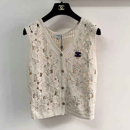 Chanel Two-Tone Vest Off-White in Cotton 125489