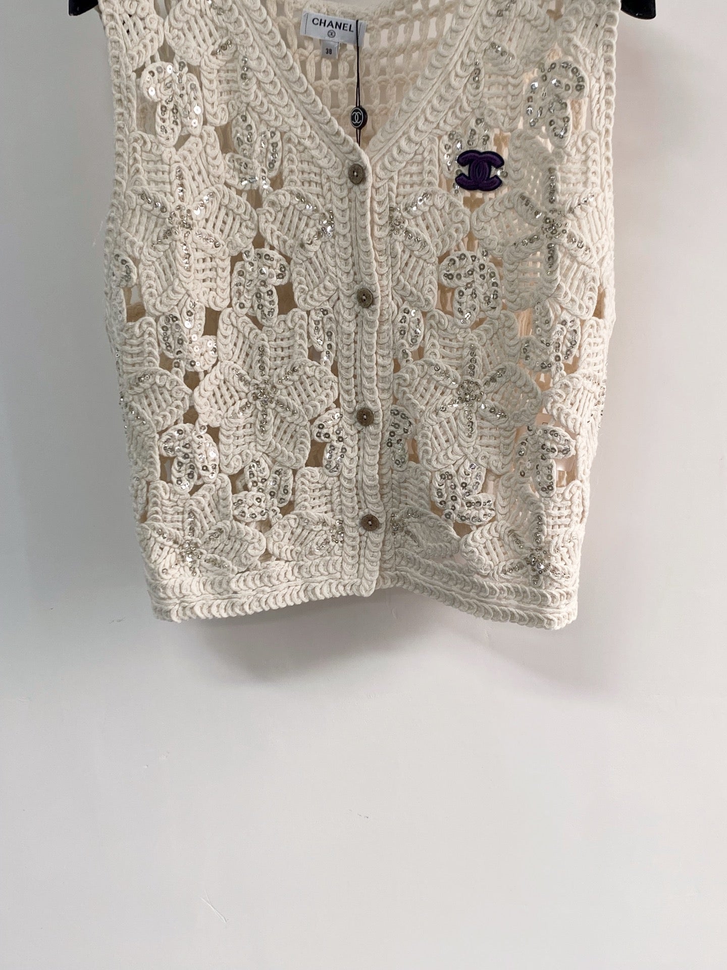 Chanel Two-Tone Vest Off-White in Cotton 125489
