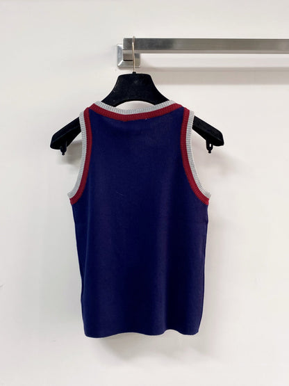 Chanel Two-Tone Vest Navy Blue in Wool 125483