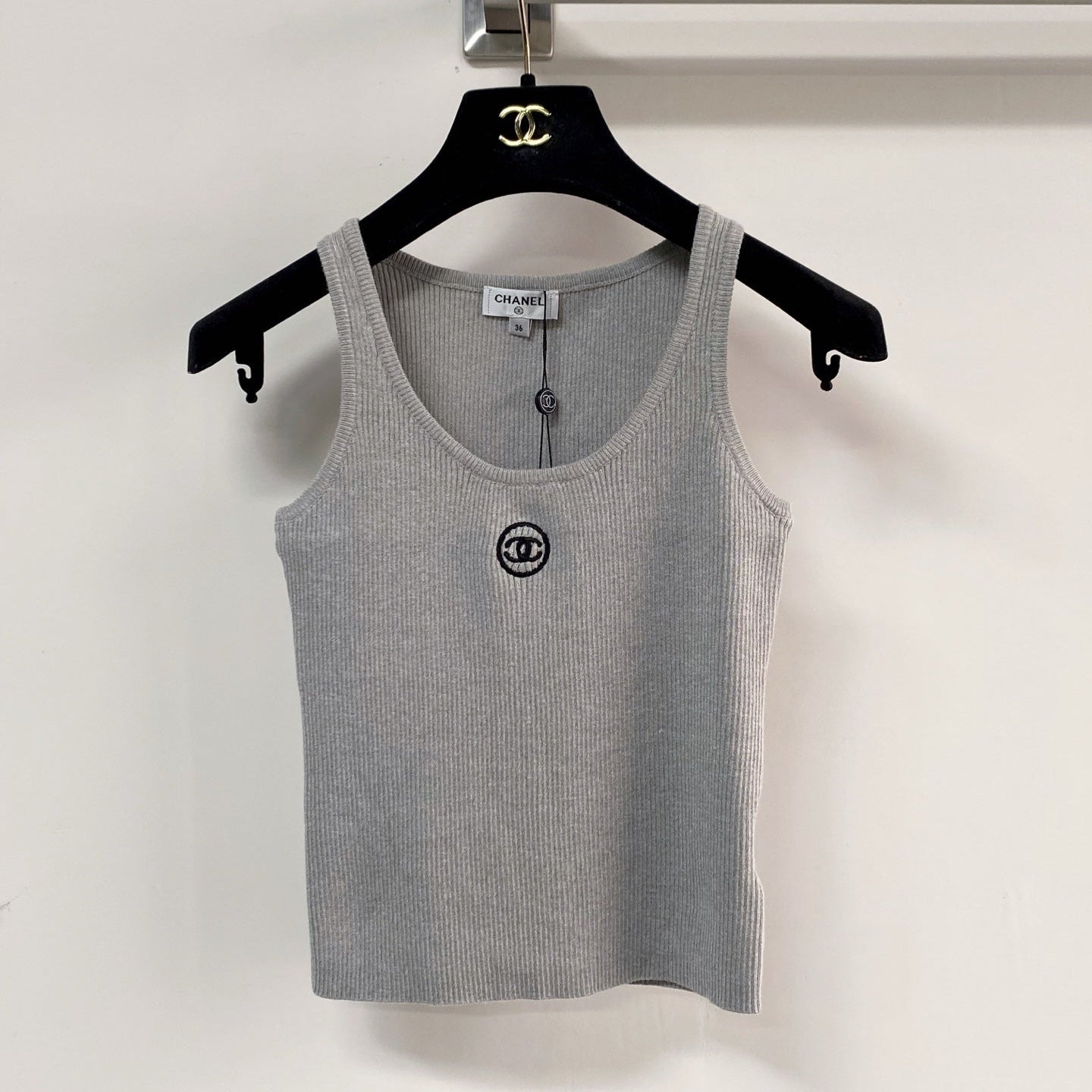 Chanel Two-Tone Vest Gray in Polyester 125480