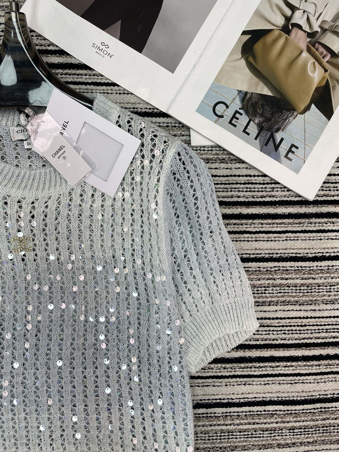 Chanel Knit Short-sleeve Blue in Wool 133528