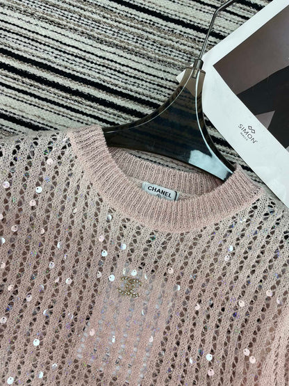 Chanel Knit Short-sleeve Pink in Wool 133523