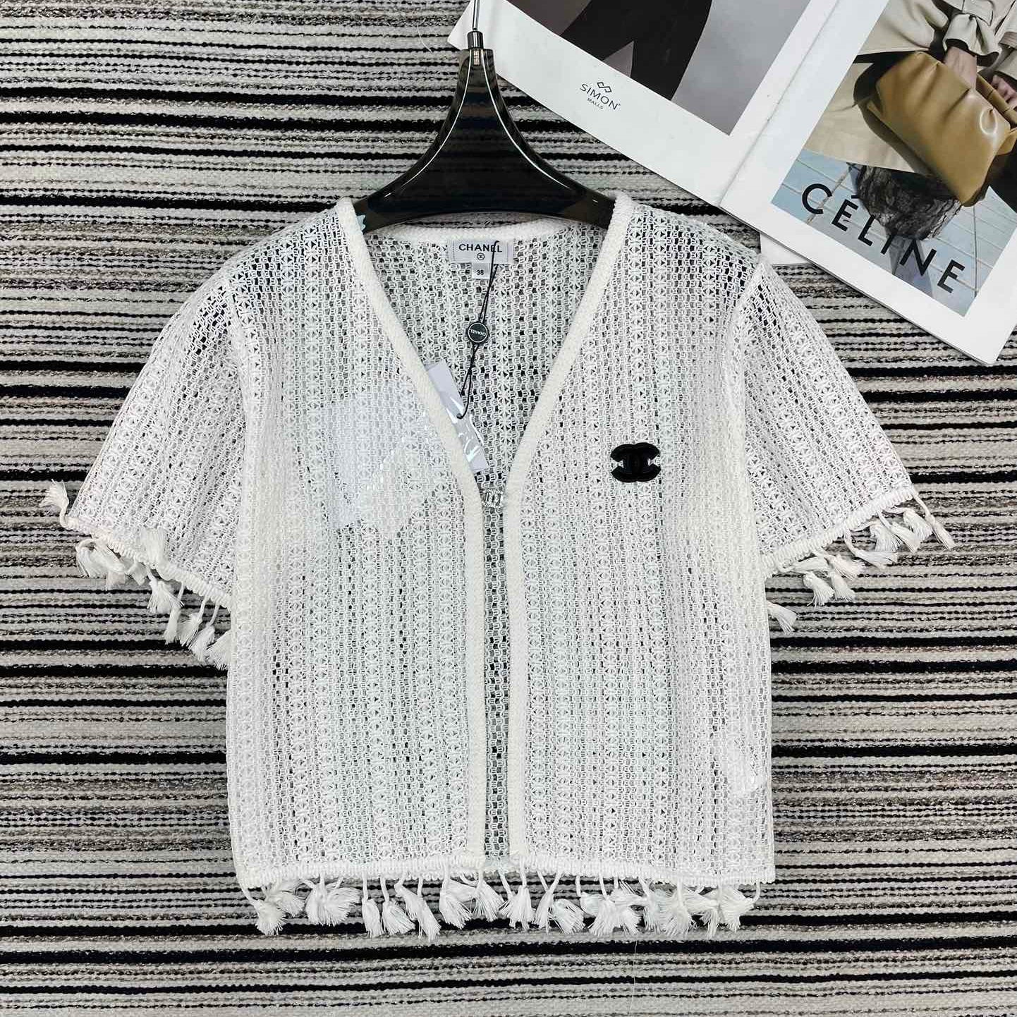 Chanel Knit Short-sleeve Top White in Cotton 133512