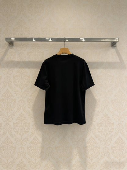 Chanel Black Beaded Crew Neck Short Sleeve T-Shirt in Cotton 133330