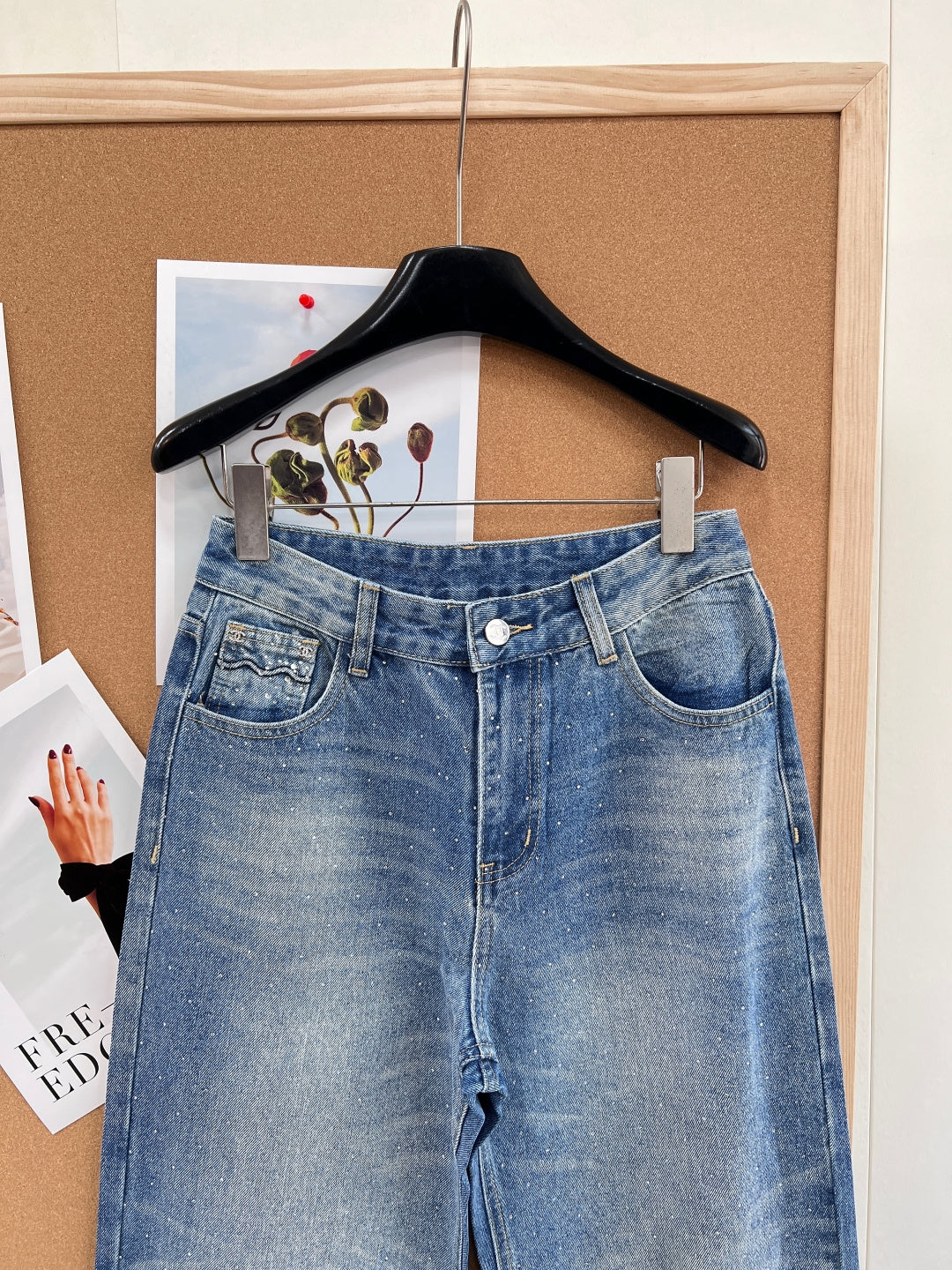 Chanel Wide-Leg Denim Pants Blue in Cotton 129758
