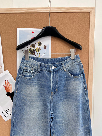 Chanel Wide-Leg Denim Pants Blue in Cotton 129758