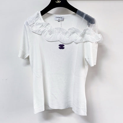 Chanel Short-Sleeve T-Shirt White in Wool 125427