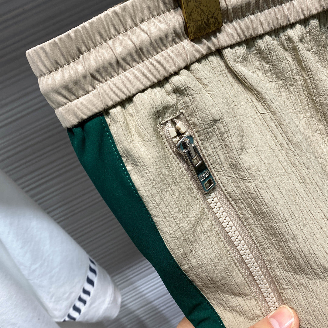 PRA26SS Striped Textured Drawstring Casual Pants in Cotton 143651