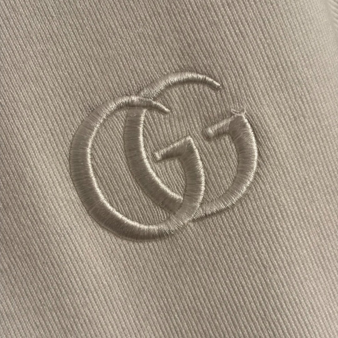 GG Embroidered Half-Button Collar Short-Sleeve Wool