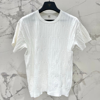 Hermes Print Knit Short-Sleeve T-Shirt White in Silk Hyperbolic 122649