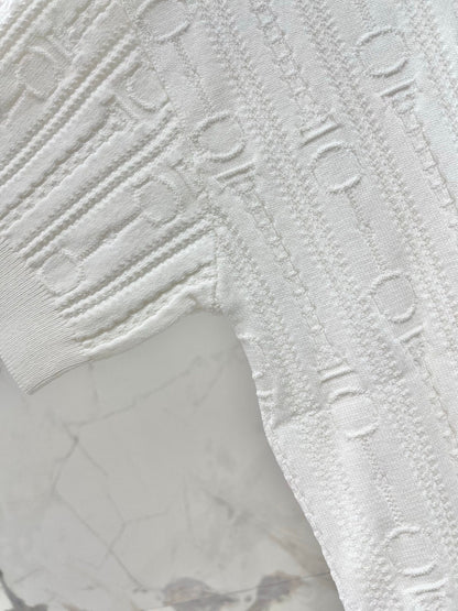 Hermes Print Knit Short-Sleeve T-Shirt White in Silk Hyperbolic 122649