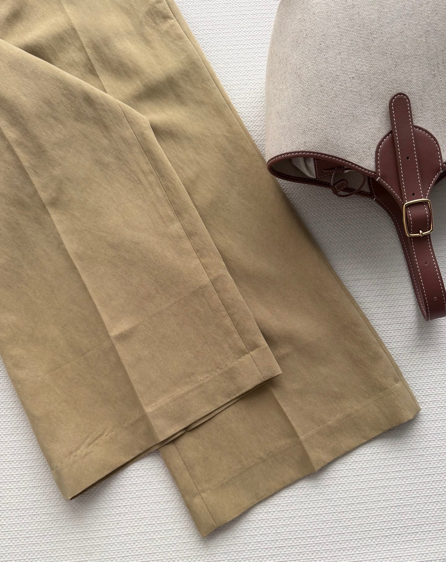 Hermes 26SS Cropped Wide-Leg Pants Khaki Brown in Cotton 938211