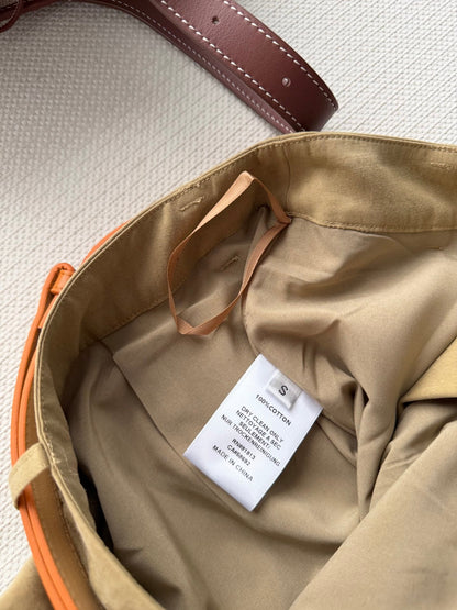 Hermes 26SS Cropped Wide-Leg Pants Khaki Brown in Cotton 938211