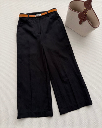 Hermes 26SS Cropped Wide-Leg Pants Black in Cotton 938210
