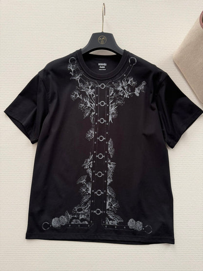 Hermes 26  Short-sleeved Printed T-shirt Black in Cotton 888724