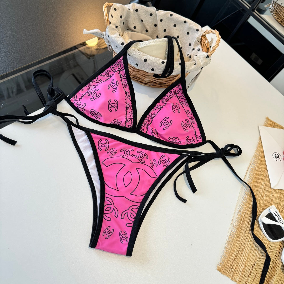 Chanel Two-piece Bikini Swimsuit Pink in Cotton 195163