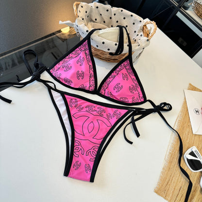 Chanel Two-piece Bikini Swimsuit Pink in Cotton 195163