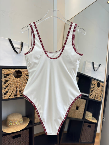 Chanel One-piece Swimsuit White in Cotton 195159