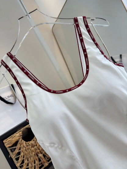 Chanel One-piece Swimsuit White in Cotton 195159