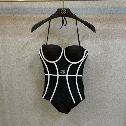 Chanel One-piece Swimsuit Black in Cotton 195027