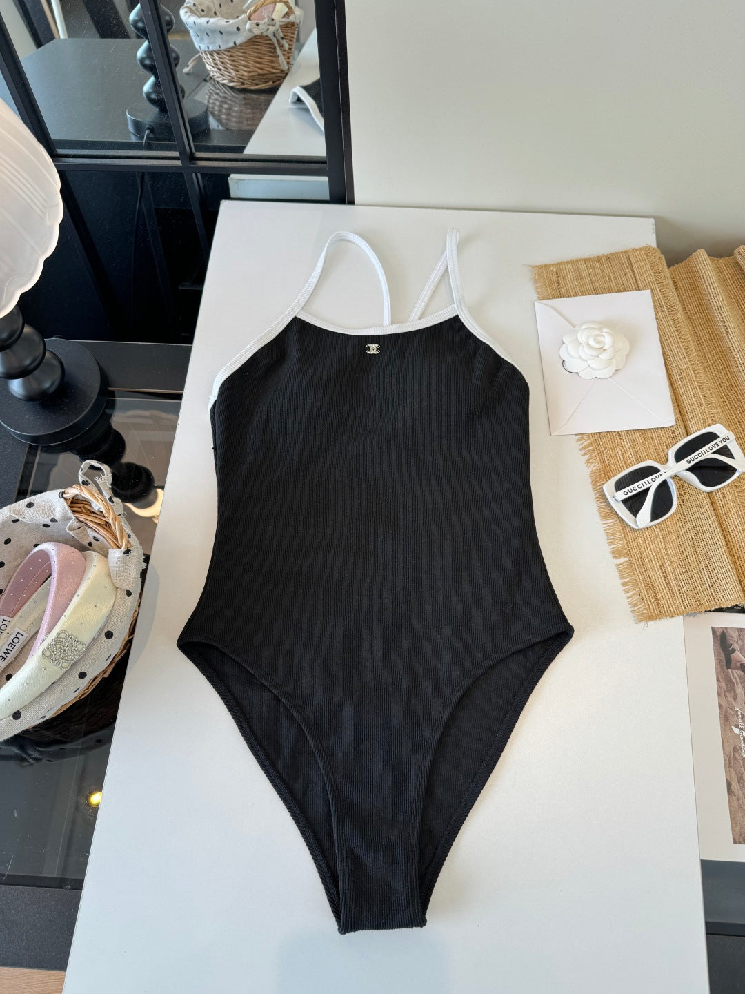 Chanel One-piece Swimsuit Black in Cotton 201808