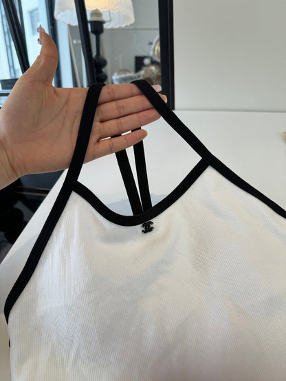Chanel One-piece Swimsuit White in Cotton 201807
