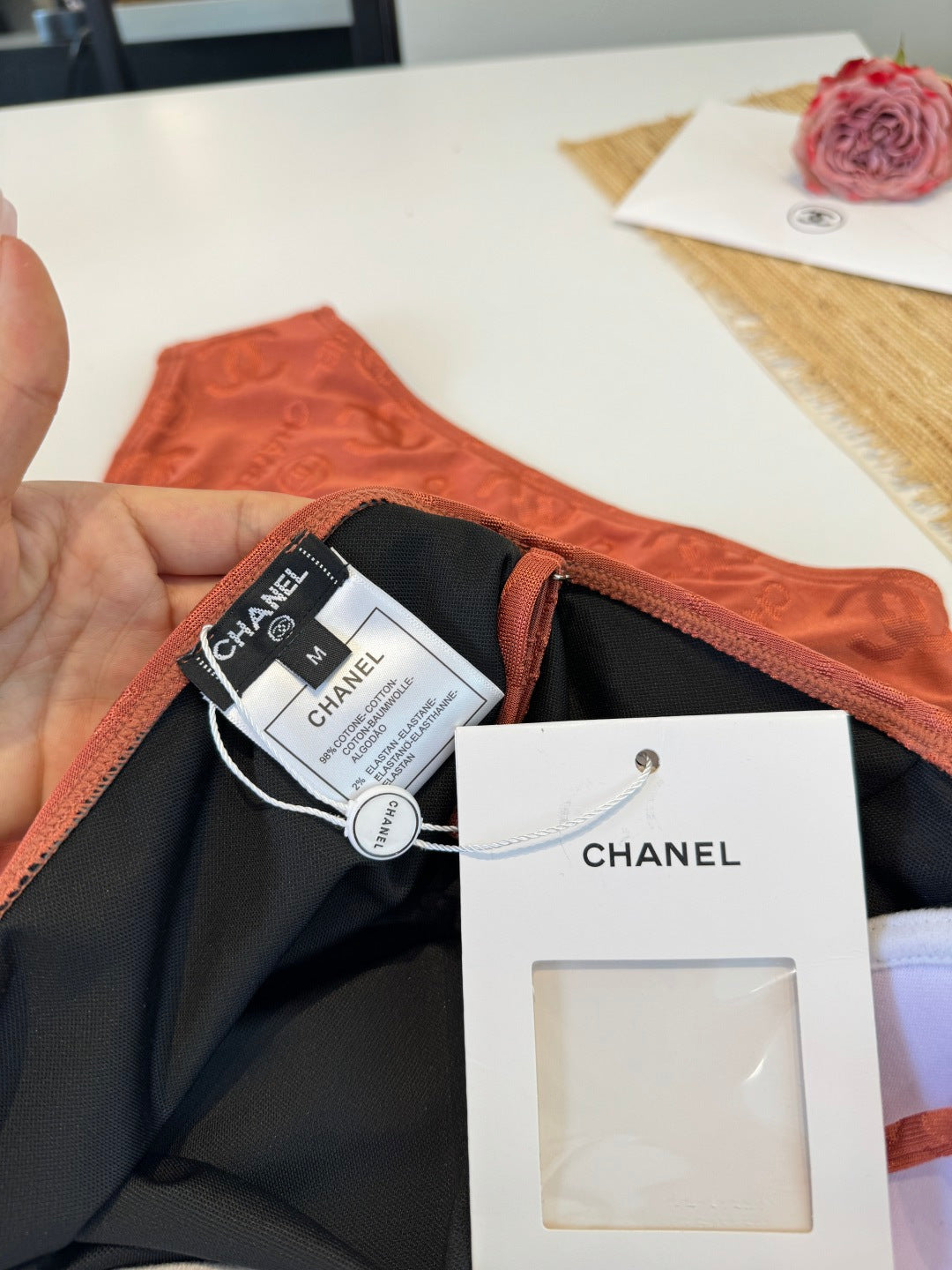 Chanel One-piece Swimsuit Brick Red in Cotton 201804