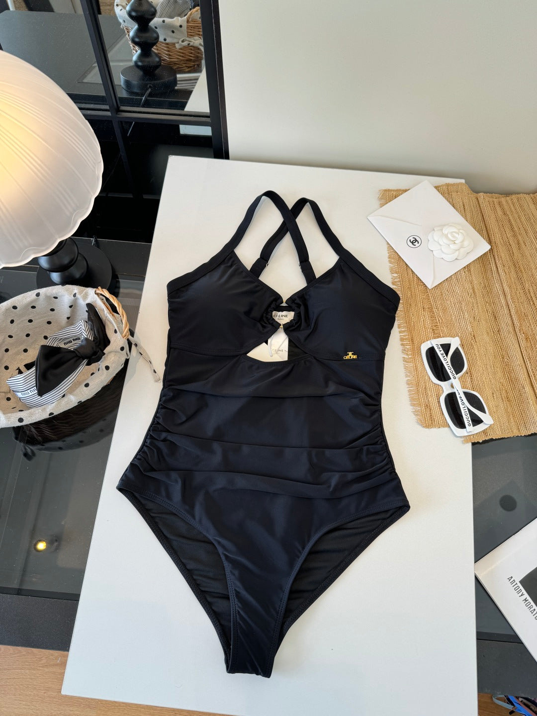 Celine One-piece Bikini Swimsuit Black in Cotton blend 203017