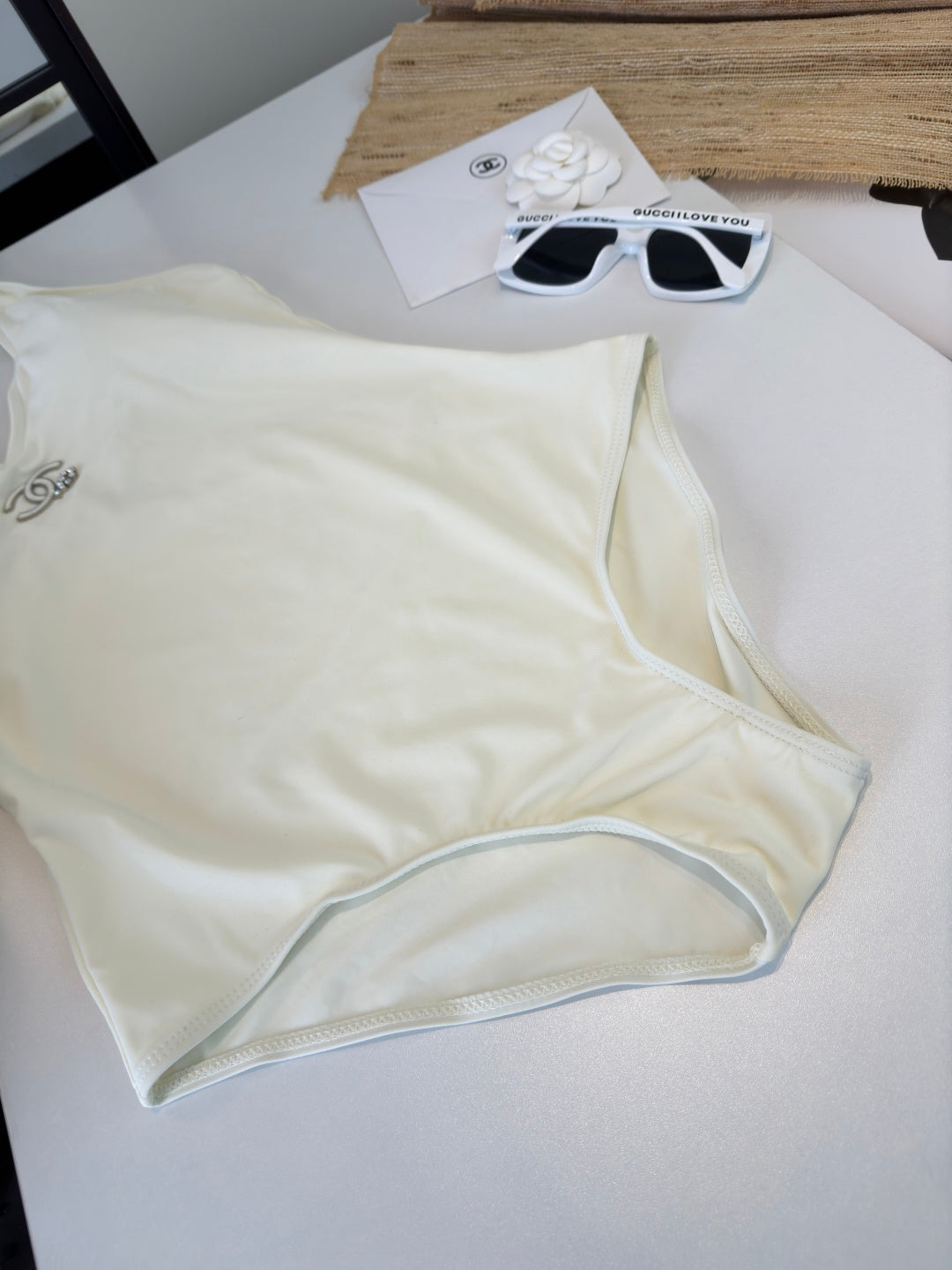 Chanel One-Piece Swimsuit White in Cotton polyester 204693