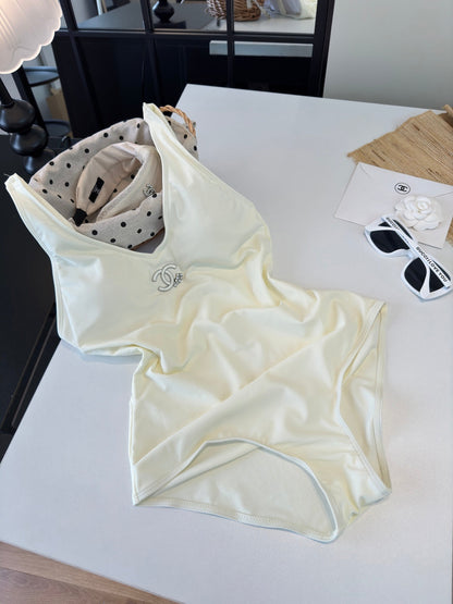 Chanel One-Piece Swimsuit White in Cotton polyester 204693